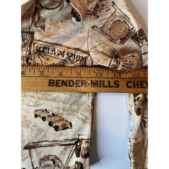 Vintage 60s 70s Toddler Button Down Shirt Race Car Porsche Mercedes Champion 2t - Picture 10 of 12